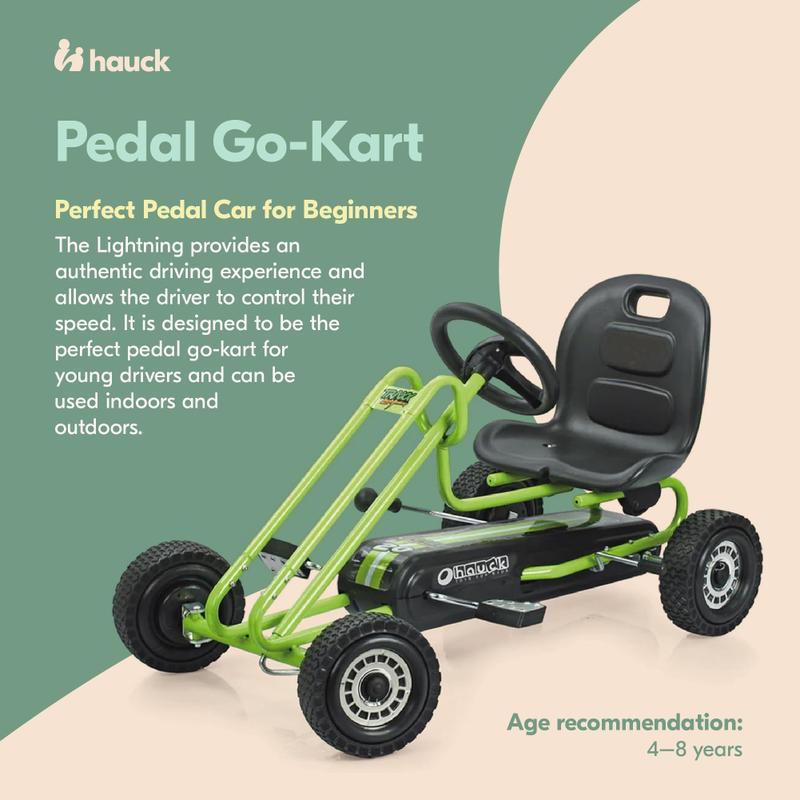 Pedal Go Kart hauck Lightning Ride Race Green para crianças de 4 a